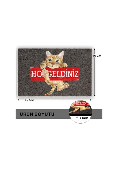 Ayrex Dekoratif Kapı Önü Paspas Dış Mekan Ev Içi Banyo Mutfak Yatak Odası Giriş Paspasları Mr Buldog 40x60 Diğer