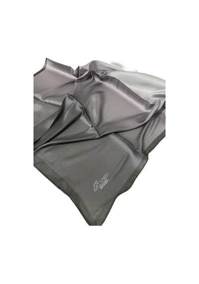 Berussa Hibrit Desenli Kristal Eşarp - 04683 - 90 X 90 / Gri - Haki Gri - Haki