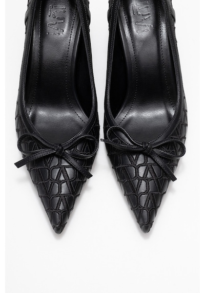 Luvishoes Luvi Shoes Camden Siyah Desenli Fiyonklu Kadın Topuklu Ayakkabı Siyah
