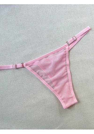 La Linaa Pembe Tül Tanga Külotlu Sütyen Takım Açık Pembe