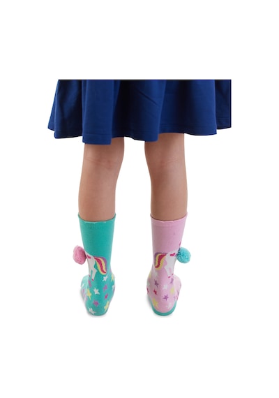 Denokids Unicorn Star Kız C Ocuk Pembe Yes İl Dizaltı C Orap Renkli