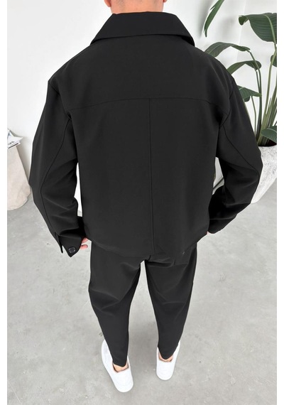 Siyah Patch Detaylı Relaxed Fit Boxy Ceket Siyah