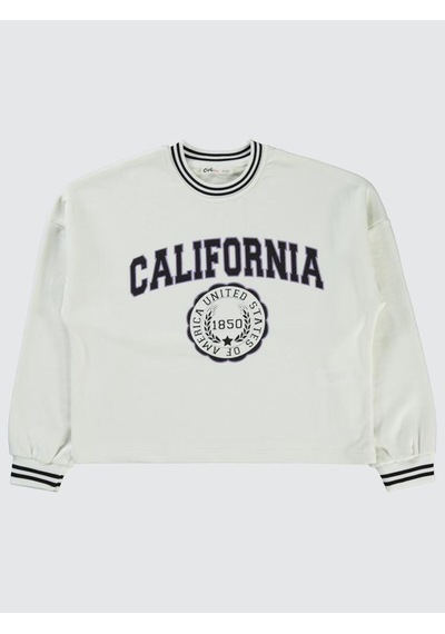 Civil Girls California Baskılı 10-13 Yaş Sweatshirt Ekru