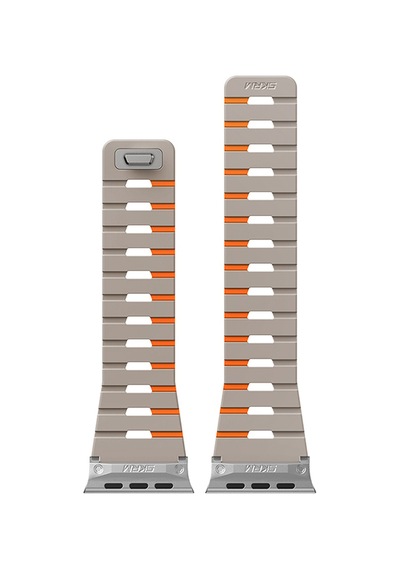 Watch 7 45mm Skinarma Gemini Serisi Tpu Magnetik Silikon Kordon Gri-turuncu