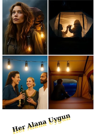 Volemi V-012 Taşınabilir Usb Şarjlı Led Ampul Outdoor Kamp Bahçe Lambası Askılı Kırılmaz Led Işık
