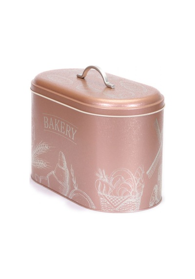 Sn Bakery Rose Gold Desenli Oval Metal Ekmek Kutusu, 10.4 Lt Pembe