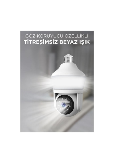 Cmr26 Güvenlik Kamerası 360 Derece Dönebilen Wifi Ampül Led Işıklı Full Hd Smart Ip Kamera