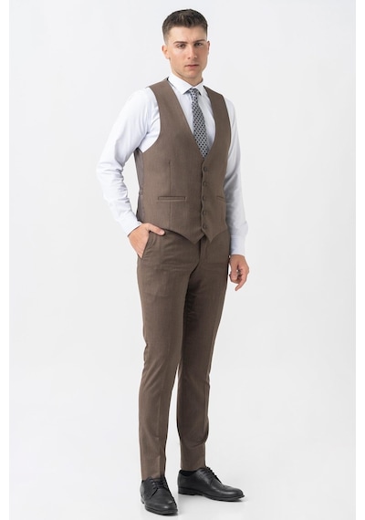 White Stone Grandson Ty2424 Yelekli Likralı Slim Fit Takım Elbise Desenli-desenli Kahverengi White Stone Grandson Ty2424 Yelekli Likralı Slim Fit Takım Elbise Desenli-desenli Kahverengi