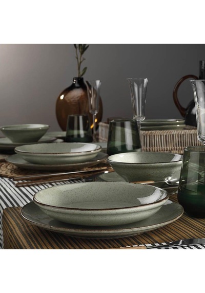 Kütahya Porselen Pearl Colorx Eo 24 Parça Yemek Takımı Yeşil