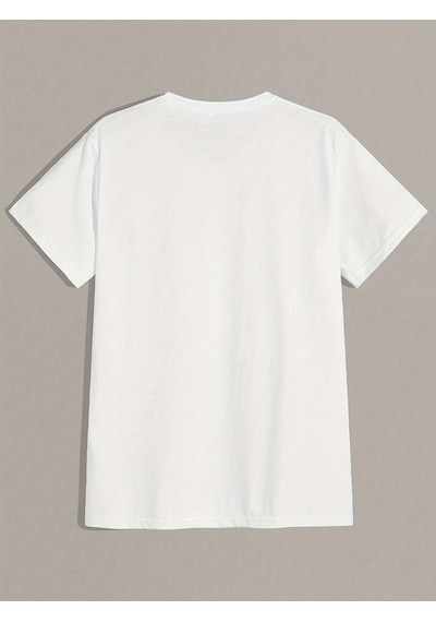 Unisex Dağ Baskılı Oversize Tshirt Beyaz