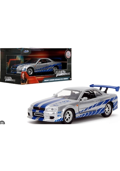 Jada 1/32 Fast And Furious Brian's Nissan Skyline Gt-r R34 Dikkat Uzunluk 12cm Gümüş