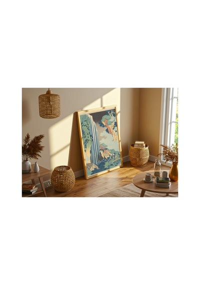 Hokusai Kisokaido Yolunda Ono Şelalesi Çerçevesiz Poster 30x42 Cm A3 Tablo Japon Sanatı Duvar Dekoru