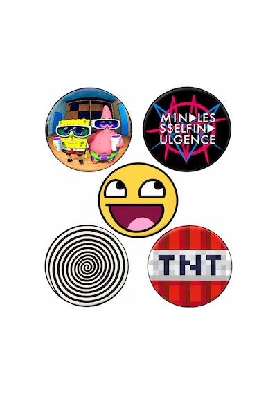 Minikutunuz 15 Li Trend Rozet Seti Karışık Popüler Tasarımlar Sticker Hediyeli İğneli Yaka & Çanta Rozeti Diğer