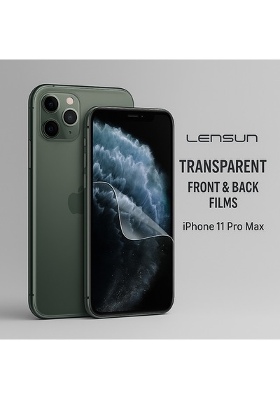 Apple Uyumlu   iPhone 11 Pro Max Lensun Şeffaf Ön + Arka Kaplama 2 Si 1 Arada