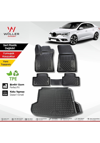 Renault Megane 4 Uyumlu Paspas Bagaj Havuzu Sedan 2016 2025 Arası Uyumlu 3d Ultraflex Set