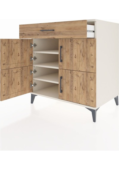Kronos Şifonyer 3 Raflı Tek Çekmeceli 4 Kapaklı 88x59x96 Aytaşı-çam Aytası