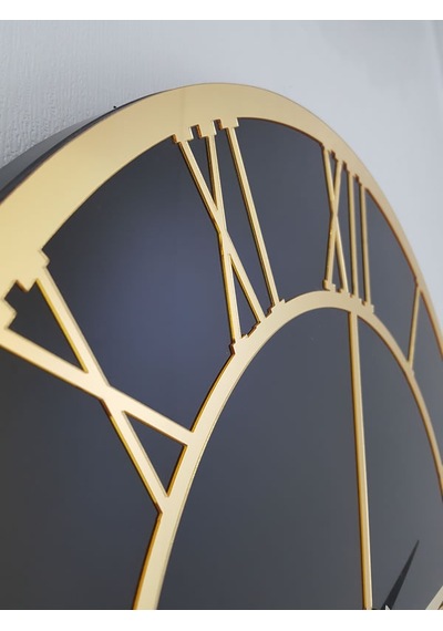 Ayna Denizi Gold Black Model Altın Siyah Renk 50 CM Dekoratif Aynalı Duvar Saati Altın - Siyah