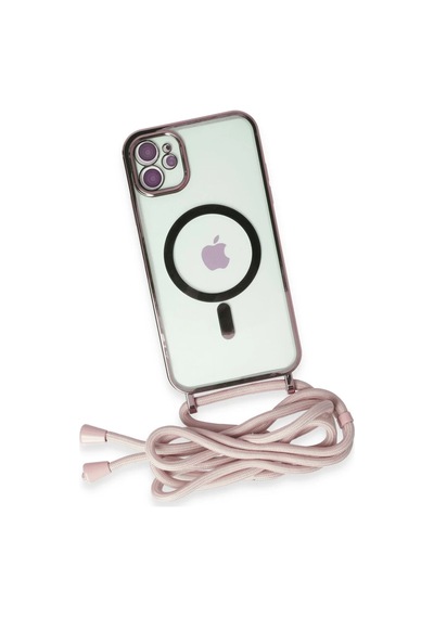 Apple İphone 11 Kılıf Divo Lazer Askılı Magsafe Kapak - Pembe