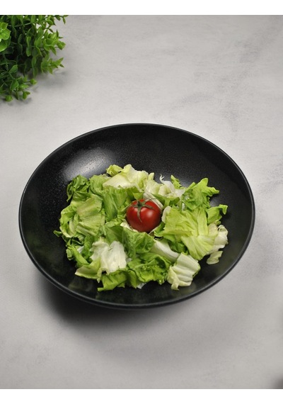 1 Adet Porselen Salata Tabağı 25 Cm Çukur Servis Tabak Sunum Kase- Siyah Çok Renkli