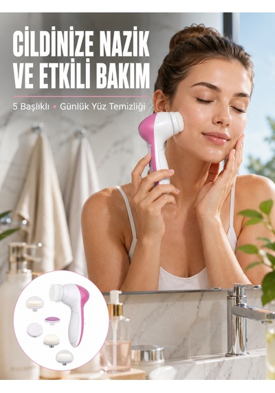 5 Başlıklı Cilt Temizleme Cihazı Ultra Kaliteli Yumuşak Kırşıklık Karşıtı Yeni Nesil - Lisinya