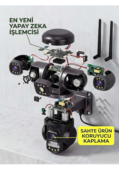 24 Saat Kablosuz 4g Sım + 9mp Kamera İki Yönlü Sesli Alarm Ip66 Su/toz Korumalı Güvenlik Sistemi