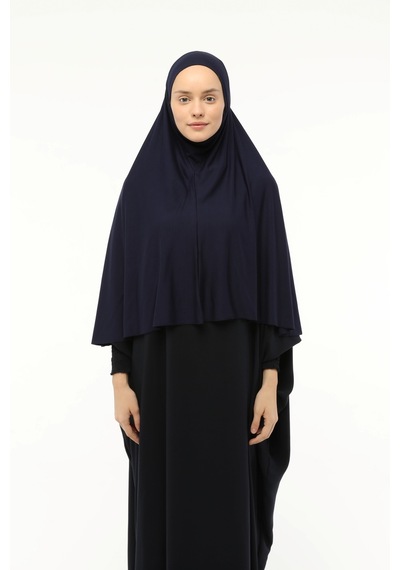 Altobeh Hazır Türban Peçeli Pratik Eşarp Tesettür Nikaplı Hijab - Namaz Örtüsü Sufle 3xl - Lacivert Lacivert