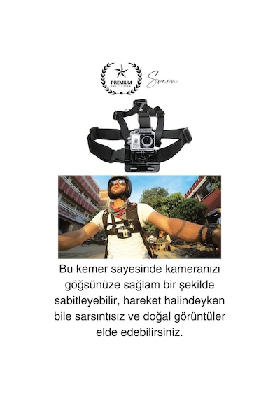Premium Ayarlanabilir Göğüse Sabitlenen Spor Aksiyon Kamerası Kemeri Video Görüntü Çekim Ekipmanı Diğer
