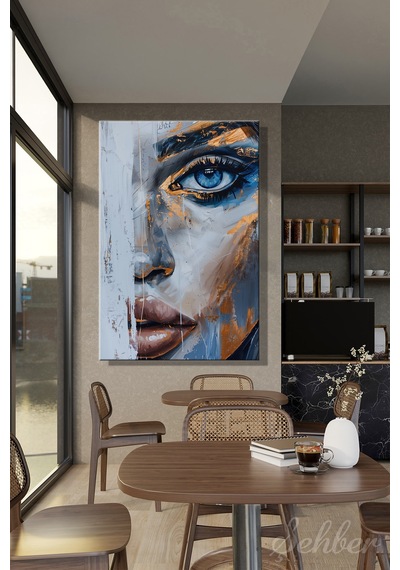 Dekoratif Dikey Kanvas Tablo Tekli Salon Mutfak Yatak Odası Ofis Modern Soyut Kadın Portre 850 Çok Renkli