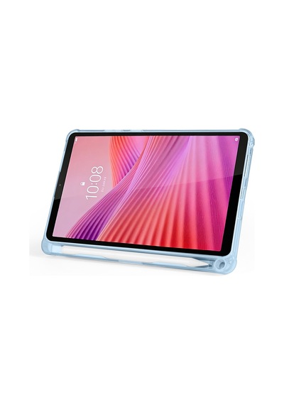 Lenovo Tab One 8.7 2025 Tb-305fu Uyumlu Kalem Bölmeli Dönebilen Üçgen Standlı Tri Folding Tablet Kılıfı - Mavi - T41659