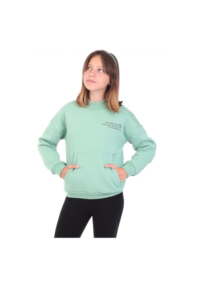 Toontoy Kids Toontoy Kız Çocuk Baskılı Sweatshirt Yeşil