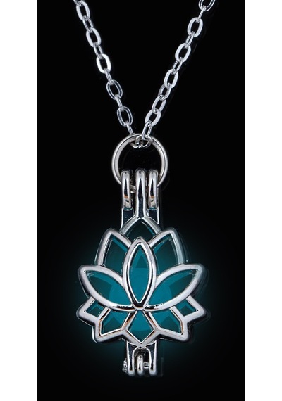 Karanlıkta Parlayan Mavi Lotus Çiçek Kolye Bbk34 Altın