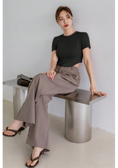 Kadın Crop Tişört Slim Fit Basic Kısa Kollu Yazlık Şık Üst Siyah