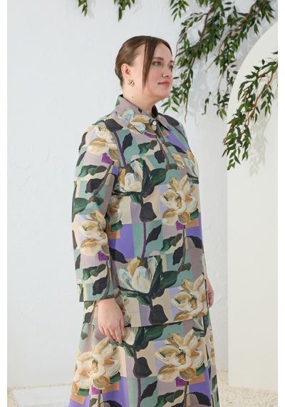 Aker Yeşil Desenli Poplin Tunik Yeşil Yeşil