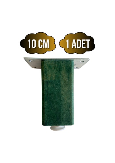 Kale Ayarlı Ahşap Ayak Mobilya Masa Ve Dolap Ayağı Yeşil Kayın/gürgen Ağacı 10cm 1 Adet Yeşil