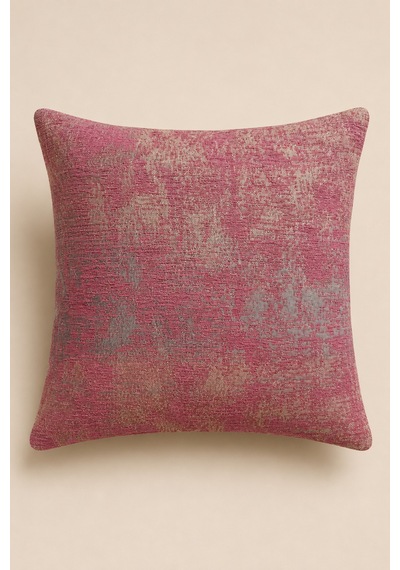 Pembe Gri Dokulu Jakarlı Dekoratif Kırlent Kılıfı 43x43 Cm