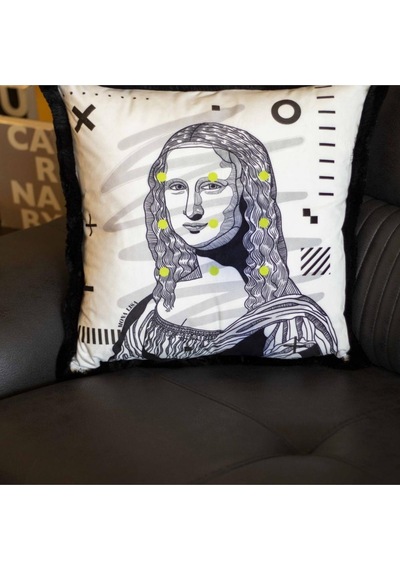Mona Lisa Kadife Yastık/kırlent Dolgu Boncuk Elyaf Uluslararası Yıkama Ve Solmama Sertifikası Çok Renkli