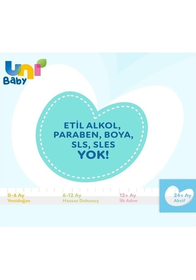 Uni Baby Aktif Sensitive Bebek Islak Mendil 24+ Ay 3X52 Adet-9031864495979