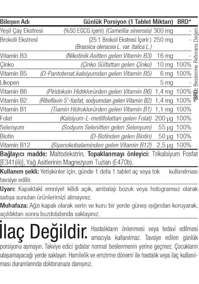 Canfeza Sezgin Brokoli Yeşil Çay Eki Likopen Çinko Selenyum Vitamin B