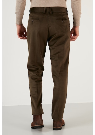 Buratti Normal Bel Regular Fit Düz Paça Erkek Kadife Pantolon 645Merlin Haki