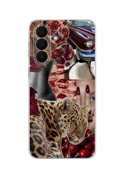Samsung Galaxy A27 Uyumlu Leopar Kırmızı Vibes Baskılı Silikon Kılıf Renkli