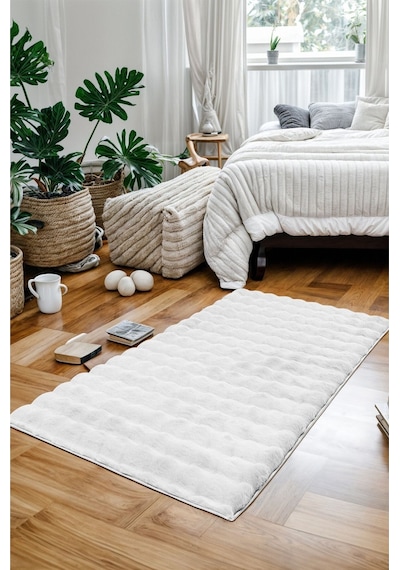 Meltem Tavşan Tüyü Post Peluş Ultra Yumuşak Makinede Yıkanabilir 80x150 Cm Beyaz Beyaz