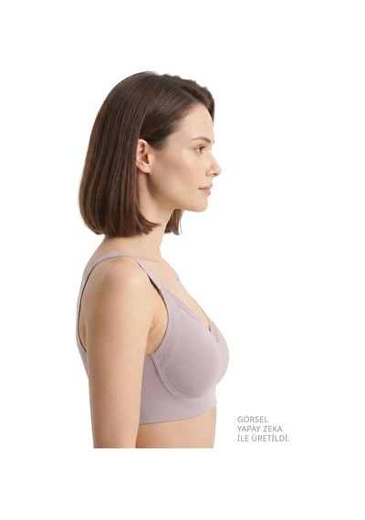 Cottonill Seamless Bra - Seravia Lila Lazer Kesim Dantelli Minimizer Kadın Sütyen