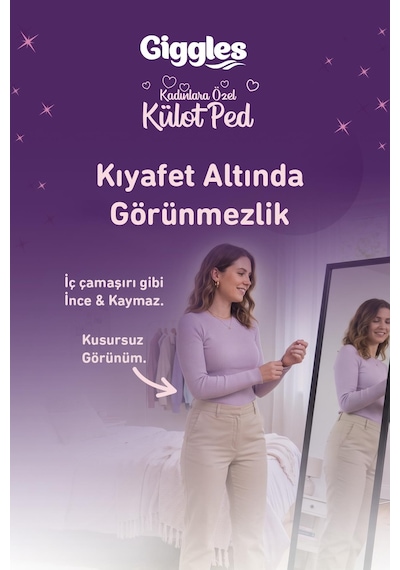 Giggles Külot Ped 52-100 Bel Ölçüsü 360 Esnek Beden Sızdırmaz Regl Gece Külodu 1 Paket 4 Adet