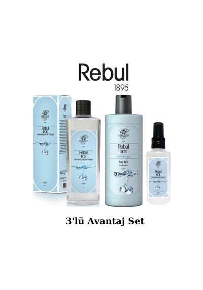 Rebul Ice Kolonya EDC 250 ML + EDC 125 ML + Duş Jeli 500 ML