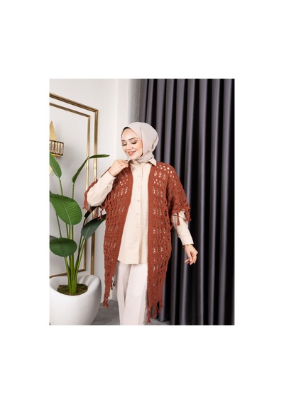 Hira Life Fashion Kadın Mevsimlik Saçaklı Ve Ajurlu Pamuk Triko Hırka Kahverengi Kahverengi Hira Life Fashion Kadın Mevsimlik Saçaklı Ve Ajurlu Pamuk Triko Hırka Kahverengi Kahverengi