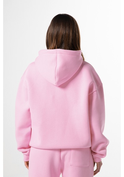 Flaw Nakışlı Zip Hoodie-28829 Pembe