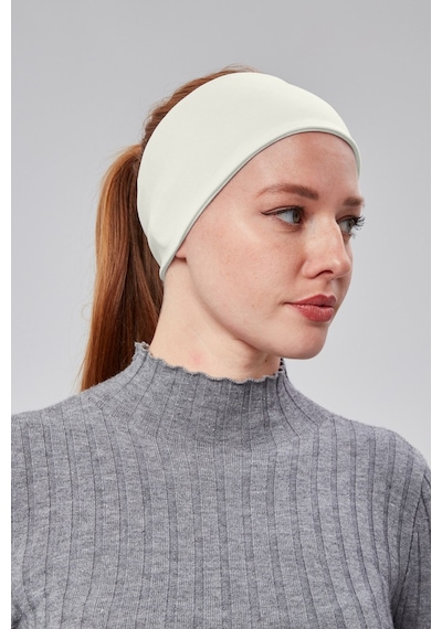 Sonbaharmoda Kadın Spor Saç Bandı Bandana Penye Esnek Bone Dikissiz Ekru