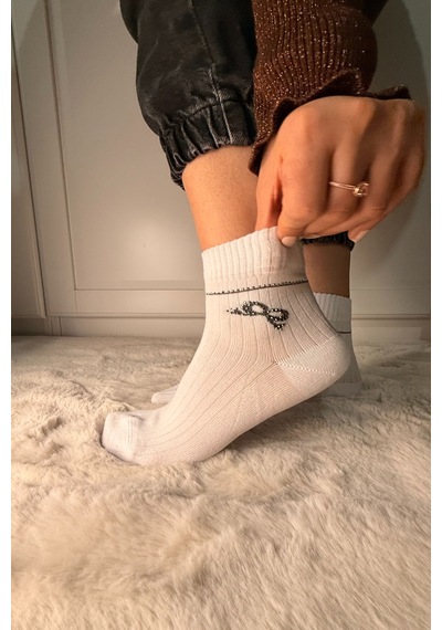 Ozzy Socks 3 Çift Kadın Taş Detaylı Dikişsiz & Takviyeli Patik Çorap Gri