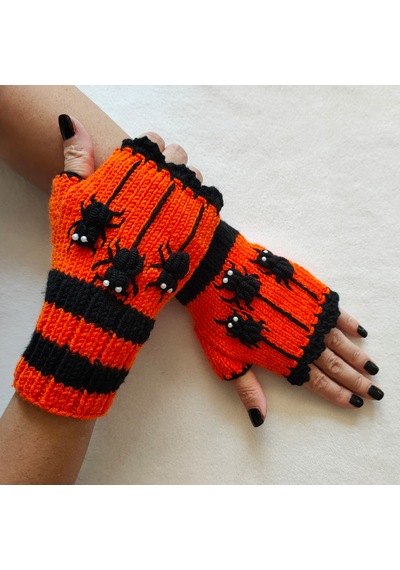Newdaycraft El Örgüsü Motifli Parmaksız Eldiven / Bileklik - Örümcek Motifli Kırmızı - Siyah Newdaycraft El Örgüsü Motifli Parmaksız Eldiven / Bileklik - Örümcek Motifli Kırmızı - Siyah