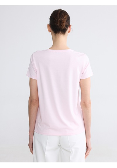 Lcw Everyday Pembe Bisiklet Yaka Paris Baskılı Kadın Tişört
